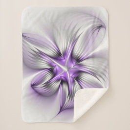 Cobertor Sherpa Elegância Floral Moderna Abstrato Violet Art