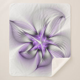 Cobertor Sherpa Elegância Floral Moderna Abstrato Violet Art