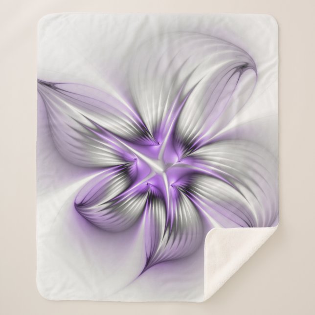 Cobertor Sherpa Elegância Floral Moderna Abstrato Violet Art (Frente)