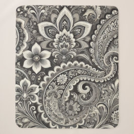 Cobertor Sherpa Elegância Floral Paisley Monocromática