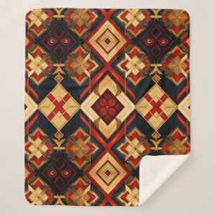 Cobertor Sherpa Elegância Geométrica Padrão Invisível Vermelho Dou