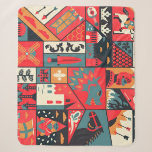 Cobertor Sherpa Elegância medieval: Design de padrão sem costura