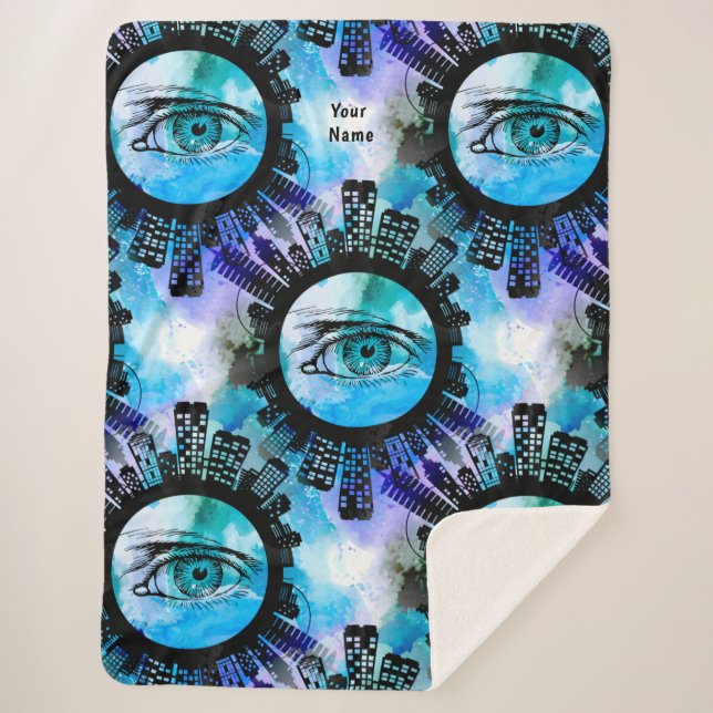 Cobertor Sherpa Elegância Mística no Estilo Urbano Contemporâneo (Frente)