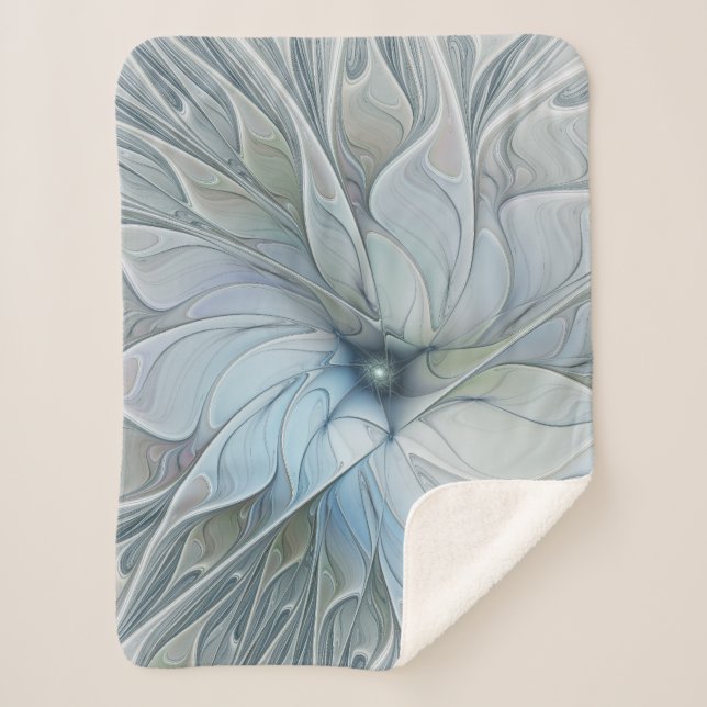 Cobertor Sherpa Elegant Beauty Modern Abstract Fractal Art Flower (Frente)