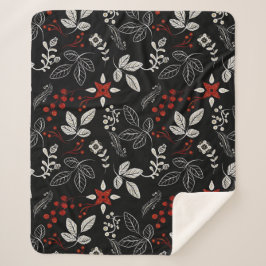 Cobertor Sherpa Elegant botanical pattern