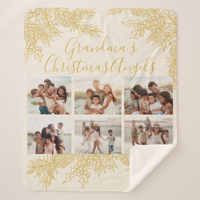 Cobertor Sherpa Elegant Custom Grandma's Christmas Photo Collage (Frente)