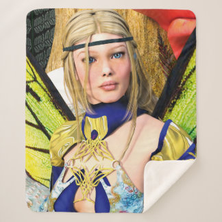 Cobertor Sherpa Elegant Fairy Butterfly Fantasy Portrait