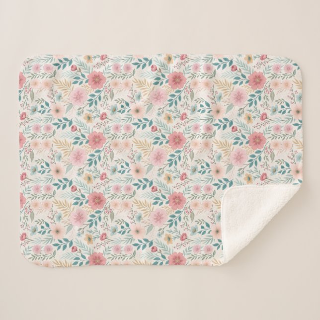 Cobertor Sherpa Elegant Floral Seamless Pattern – Sophisticated  (Frente (Horizontal))