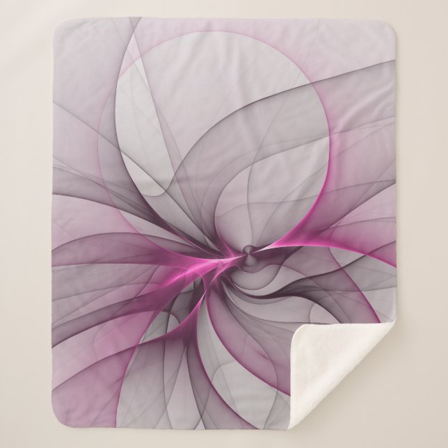 Cobertor Sherpa Elegante Caos Moderno, Abstrato, Arte Fractal Rosa (Frente)
