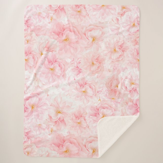 Cobertor Sherpa Elegante Cherry Blossom Patterno Design (Frente)