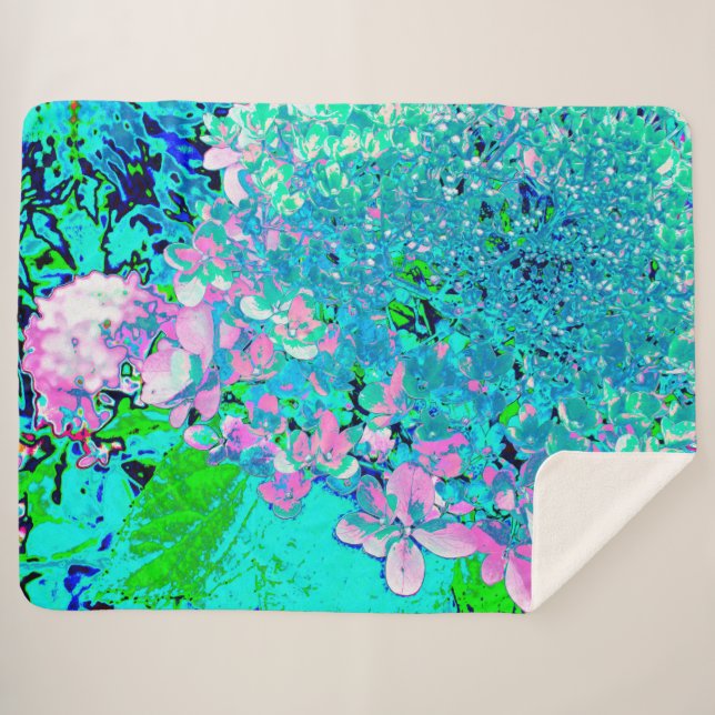 Cobertor Sherpa Elegante Cor-de-rosa e azul (Frente (Horizontal))