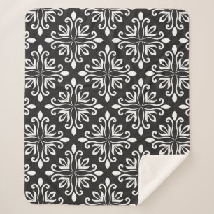 Cobertor Sherpa Elegante Damask: Deco de Arte Floral