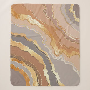Cobertor Sherpa Elegante Dourado Marble: Fundo Estilizado.