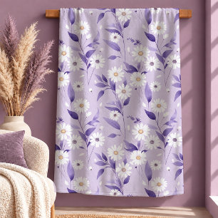 Cobertor Sherpa Elegante Flor de Margarida Branca Graciosa Poeira