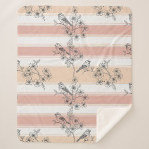 Cobertor Sherpa Elegante Floral de Listra de Pêssego (3)