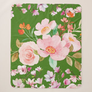 Cobertor Sherpa Elegante Floral Macio – Rosas Cor-de-Rosa Vintage