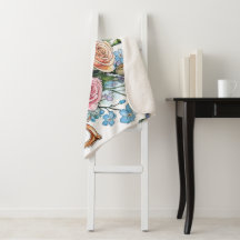 Elegante floral Sherpa Blanket