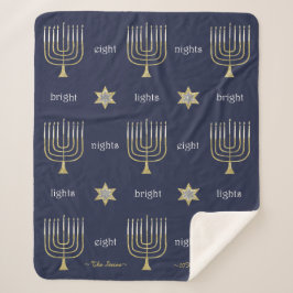 Cobertor Sherpa Elegante Menorahs Sherpa Hanukkah Blanket/Médio