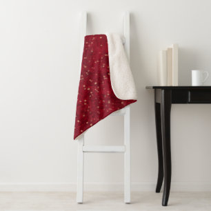 Cobertor Sherpa Elegante Noite Estrelada Carmesim Monograma