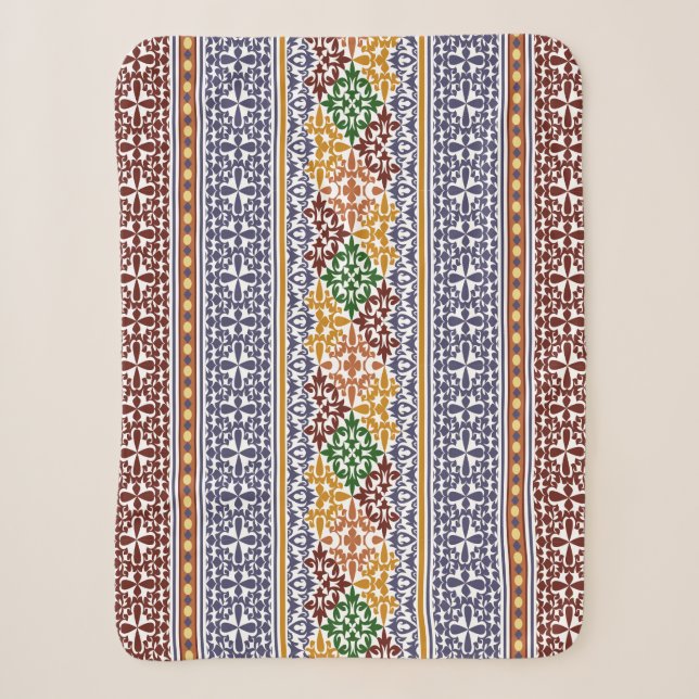 Cobertor Sherpa elegante padrão étnico  (Frente)