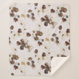 Cobertor Sherpa Elegante Rosa Castanho bege Floral Toile