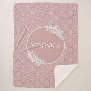 Cobertor Sherpa Elegante rosa Damask Personalizado Sherpa Blanket