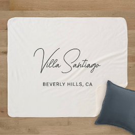 Cobertor Sherpa Elegante Rótulo Personalizado Nome da Casa Localiz