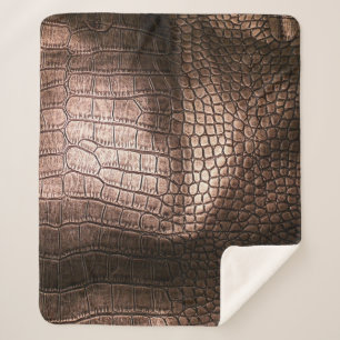 Cobertor Sherpa Elegante textura de couro noturno.