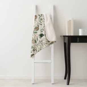 Cobertor Sherpa Elegante Visco de Azevinho e Contas Verde Suave
