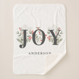 Cobertor Sherpa Elegante Winter Greenery JOY Natal Férias