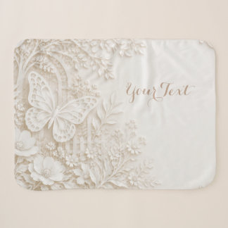 Cobertor Sherpa Eleganter Papercut Schmetterling mit Blumenrahmen
