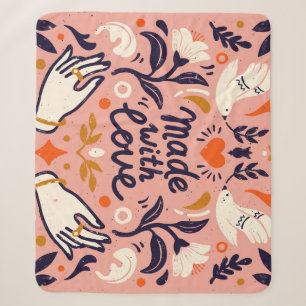 Cobertor Sherpa Elementos de amor: composição rosa vintage.