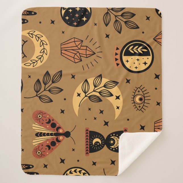 Cobertor Sherpa Elementos Mágicos: padrão sem costura (Frente)