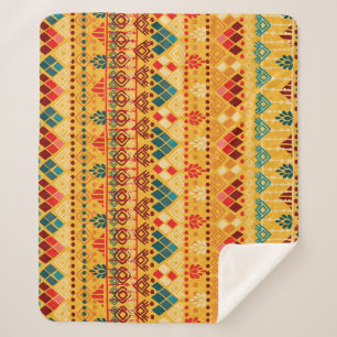 Cobertor Sherpa Elementos tribais, padrão versátil sem costura.