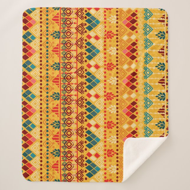 Cobertor Sherpa Elementos tribais, padrão versátil sem costura. (Frente)