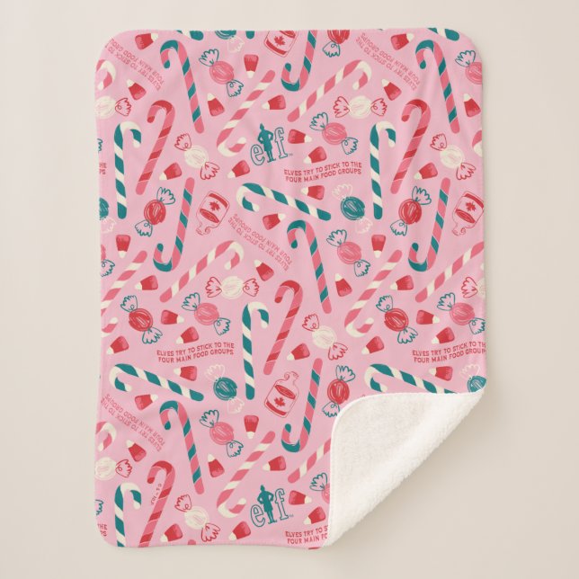 Cobertor Sherpa Elf Holiday Candy Pattern (Frente)