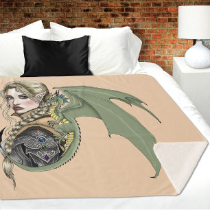 Cobertor Sherpa Elf Warrior Dragon Fantasy