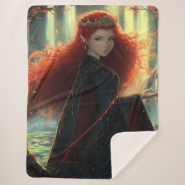 Cobertor Sherpa Elfo Místico numa Floresta Fantástica