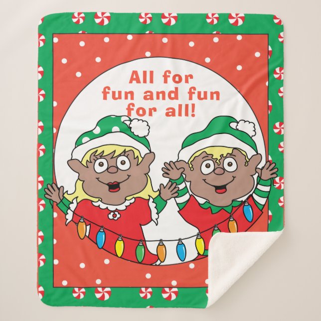 Cobertor Sherpa Elfos de Natal (Frente)