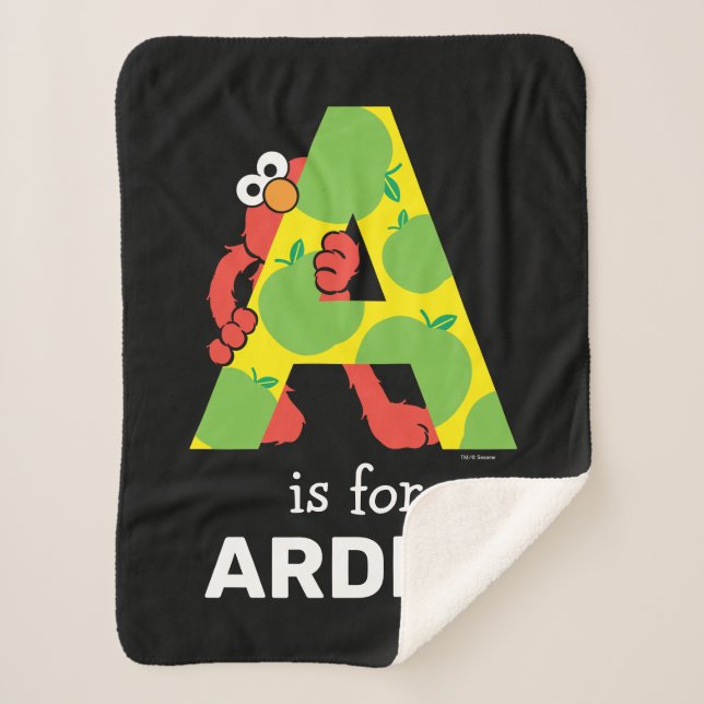 Cobertor Sherpa Elmo Alphabet | A Apple (Frente)