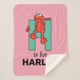 Cobertor Sherpa Elmo Alphabet H Verde