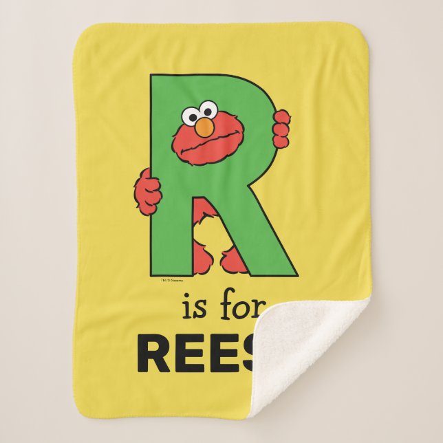 Cobertor Sherpa Elmo Alphabet | R Verde (Frente)