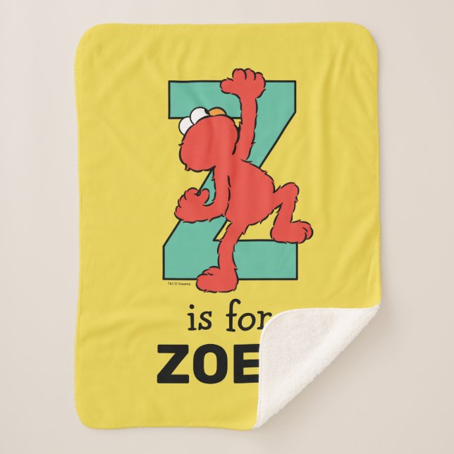 Cobertor Sherpa Elmo Alphabet | Z Teal (Frente)