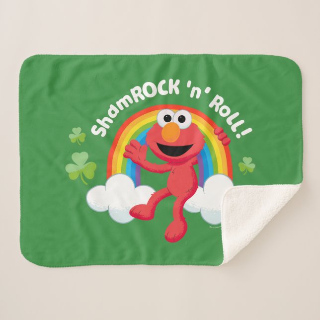 Cobertor Sherpa Elmo | Shamrock 'n' Roll Rainbow (Frente (Horizontal))