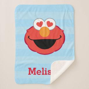 Cobertor Sherpa Elmo Smiling Face Adicione seu nome