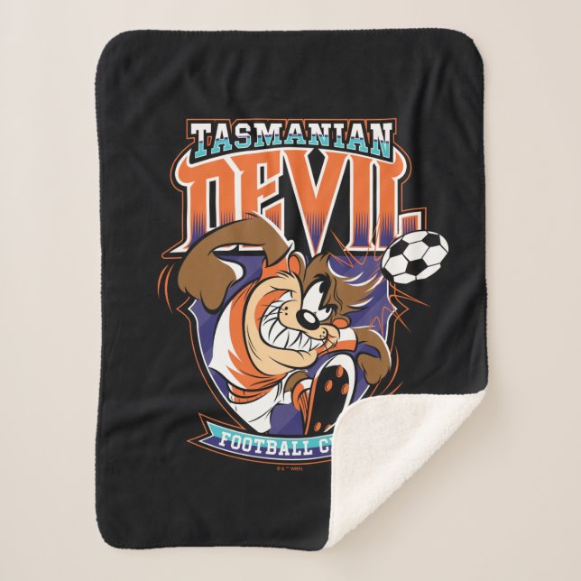 Cobertor Sherpa Emblema do Clube de Futebol Tasmanian Devil (Frente)