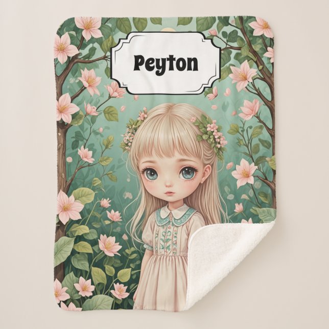 Cobertor Sherpa Embraço do Blossom personalizado (Frente)