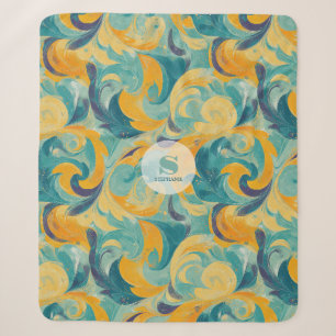 Cobertor Sherpa Emerald Green e Dourada Abstrato inspirada em Pais