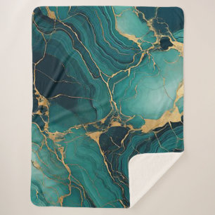 Cobertor Sherpa Emerald Green e Dourada Sherpa Blanket Bliss