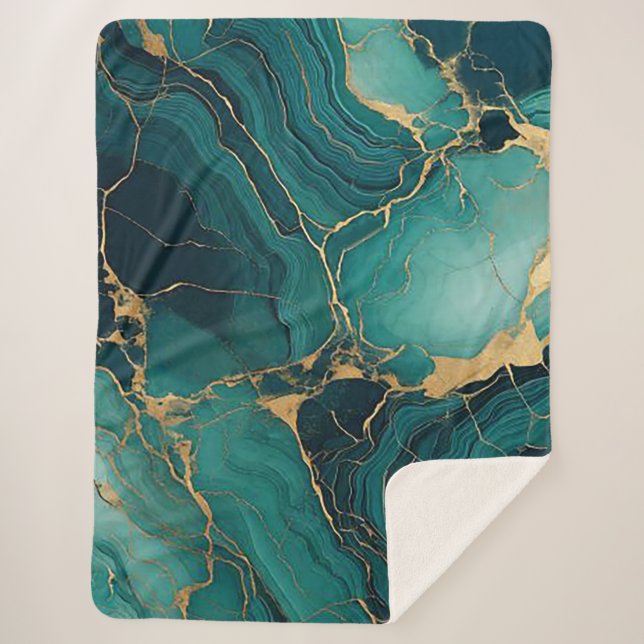 Cobertor Sherpa Emerald Green e Dourada Sherpa Blanket Bliss (Frente)